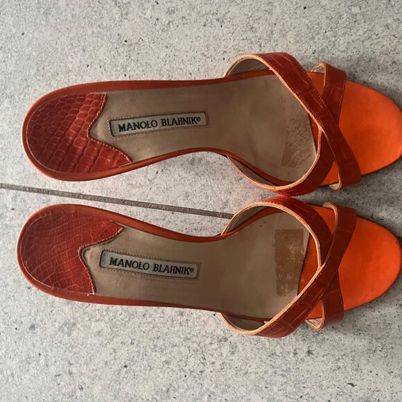 Manolo Blahnik CALLAMU orang ALLIGATOR CROCODILE mule - Picture 10 of 10